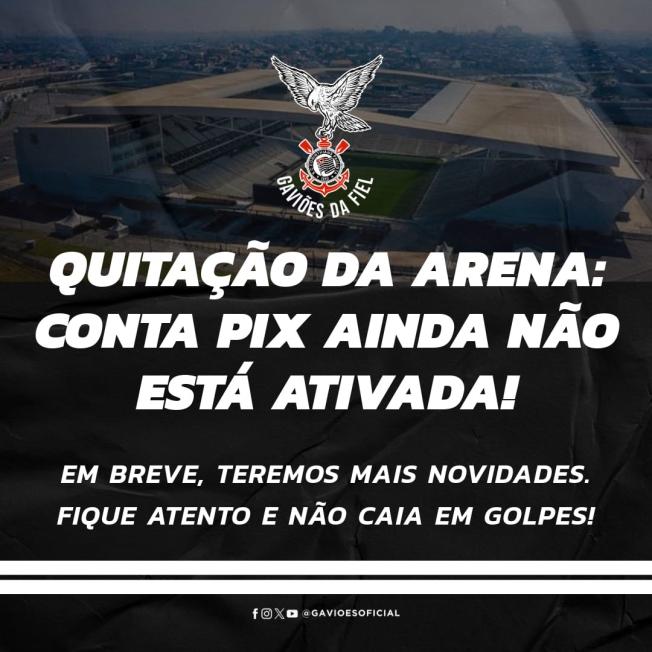 QUITAÇÃO DA ARENA: CONTA PIX AINDA NÃO ESTÁ ATIVADA!