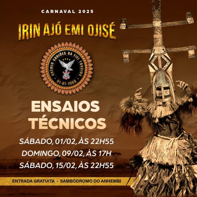 CONFIRA AS DATAS DOS ENSAIOS TÉCNICOS DO CARNAVAL 2025