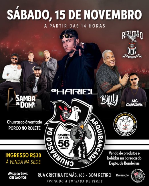 PARTICIPE DO NOSSO CHURRASCO DA ARQUIBANCADA